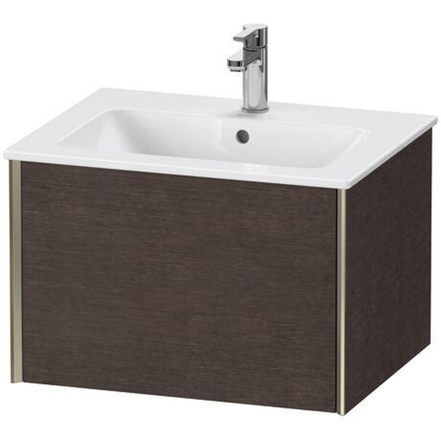 Duravit Xviu 24" x 16" x 19" One Drawer Wall-Mount Vanity Unit, Brushed Dark Oak Real Wood Veneer (XV40250B172)