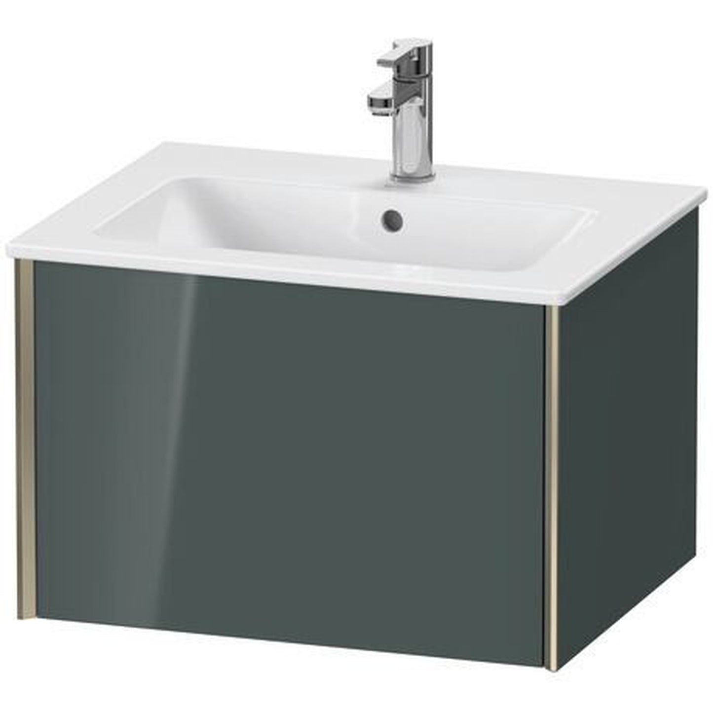 Duravit Xviu 24" x 16" x 19" One Drawer Wall-Mount Vanity Unit, Dolomiti Grey High Gloss Lacquer (XV40250B138)