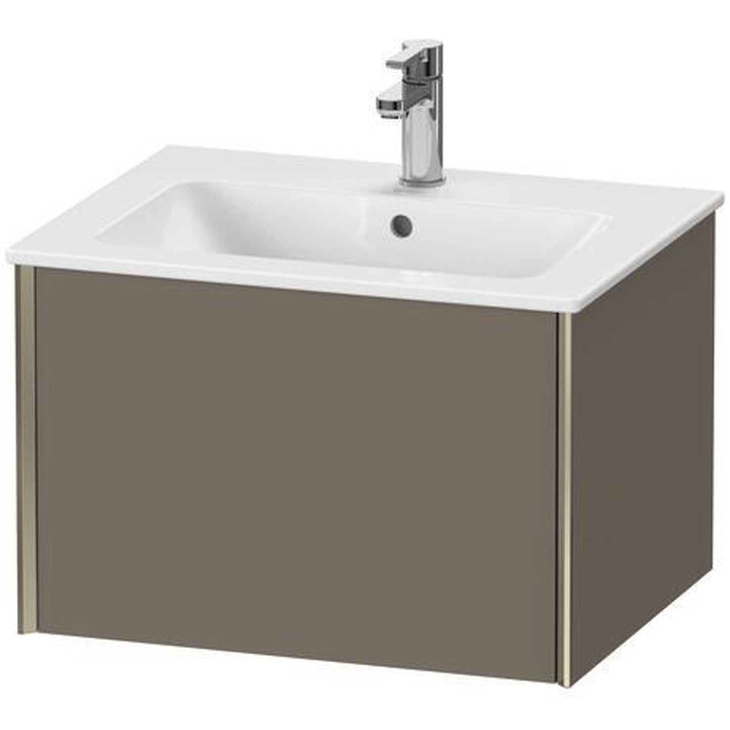 Duravit Xviu 24" x 16" x 19" One Drawer Wall-Mount Vanity Unit, Flannel Grey Satin Matt Lacquer (XV40250B190)
