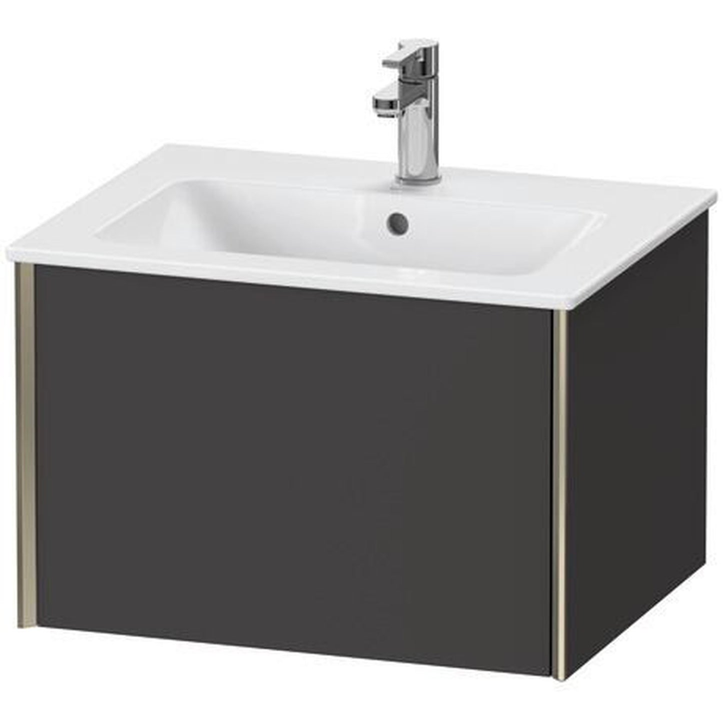 Duravit Xviu 24" x 16" x 19" One Drawer Wall-Mount Vanity Unit, Graphite Super Matt (XV40250B180)