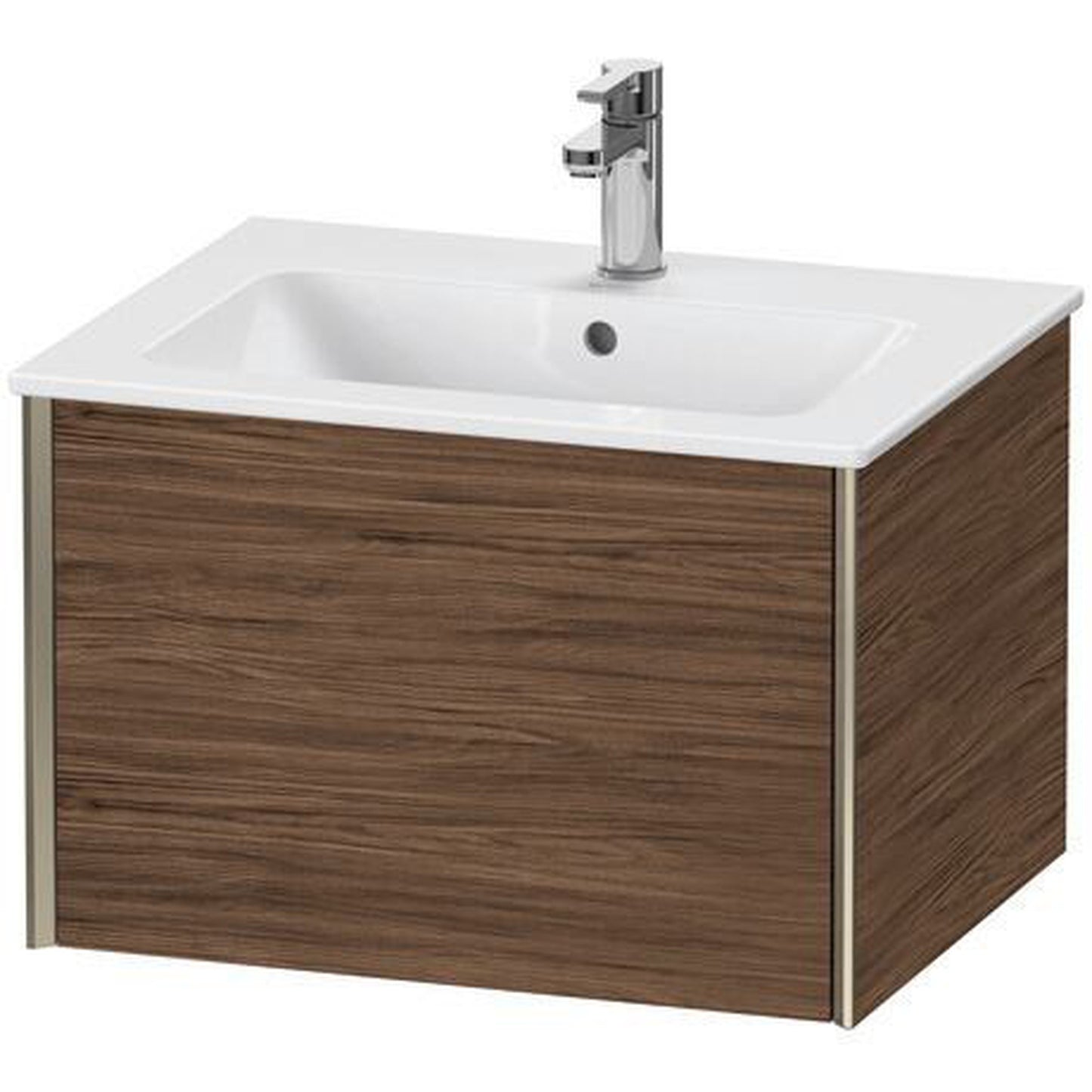 Duravit Xviu 24" x 16" x 19" One Drawer Wall-Mount Vanity Unit, Walnut Dark (XV40250B121)