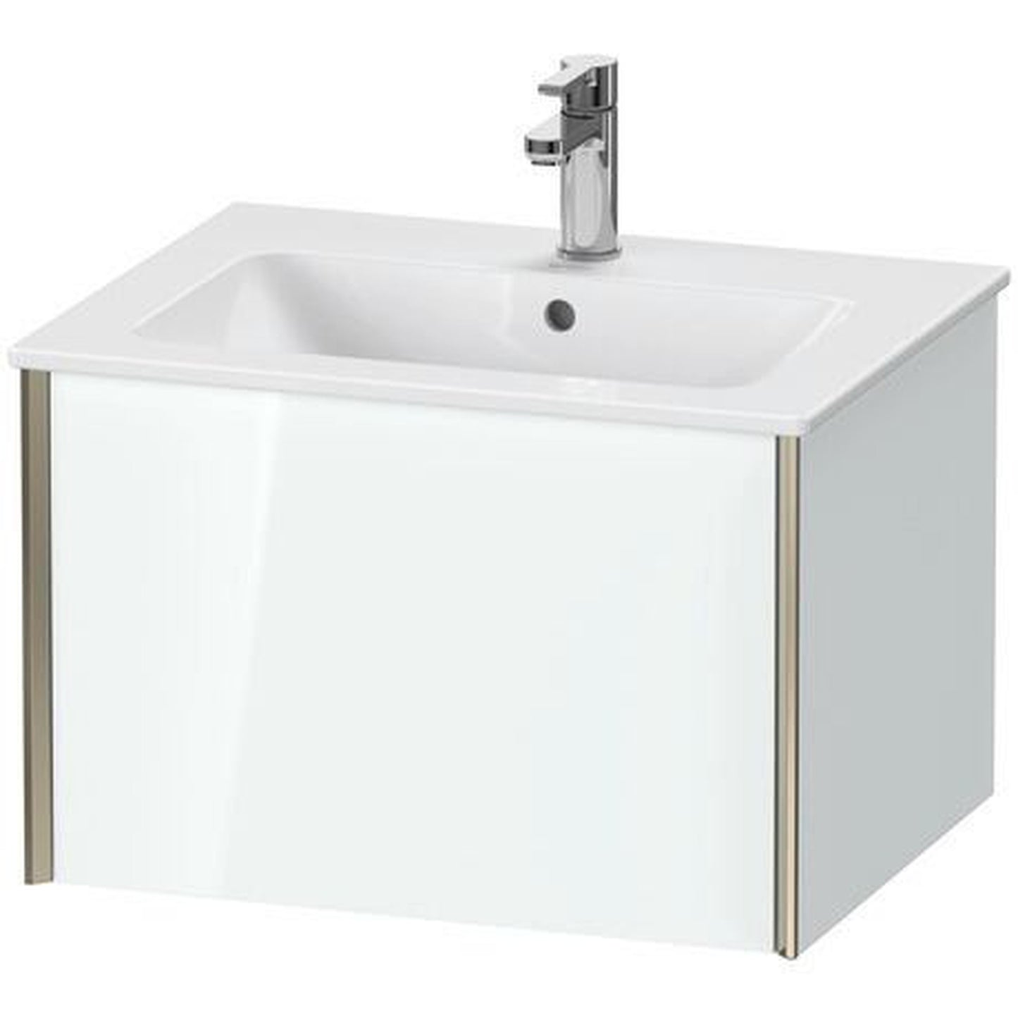 Duravit Xviu 24" x 16" x 19" One Drawer Wall-Mount Vanity Unit, White High Gloss Lacquer (XV40250B185)