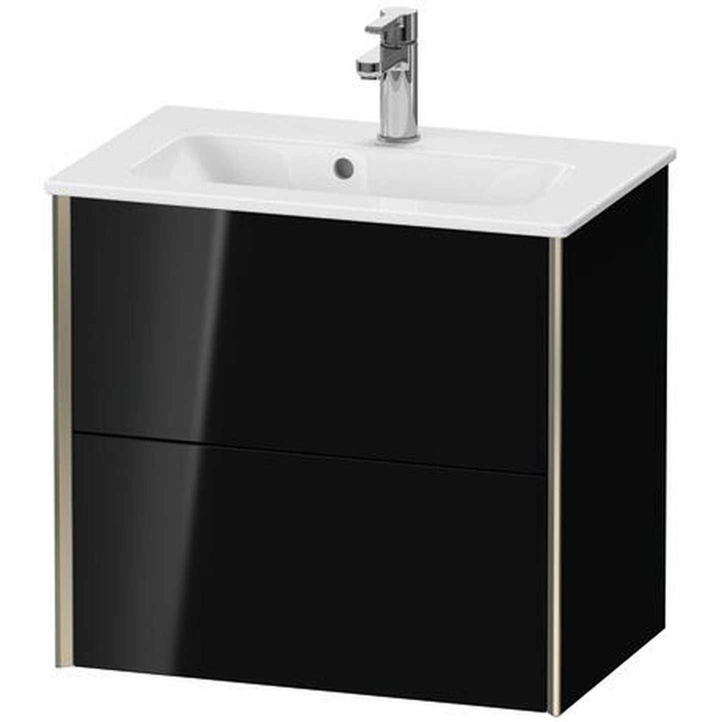 Duravit Xviu 24" x 22" x 15" Two Drawer Wall-Mount Vanity Unit, Black High Gloss Lacquer (XV41780B140)