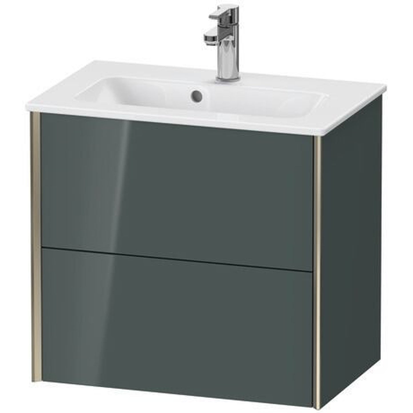 Duravit Xviu 24" x 22" x 15" Two Drawer Wall-Mount Vanity Unit, Dolomiti Grey High Gloss Lacquer (XV41780B138)