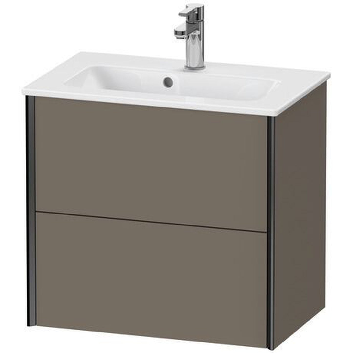 Duravit Xviu 24" x 22" x 15" Two Drawer Wall-Mount Vanity Unit, Flannel Grey Satin Matt Lacquer (XV41780B290)