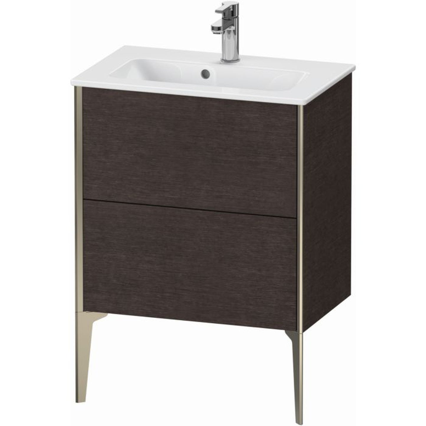 Duravit Xviu 24" x 23" x 15" Two Drawer Floorstanding Vanity Unit, Brushed Dark Oak Real Wood Veneer (XV44880B172)
