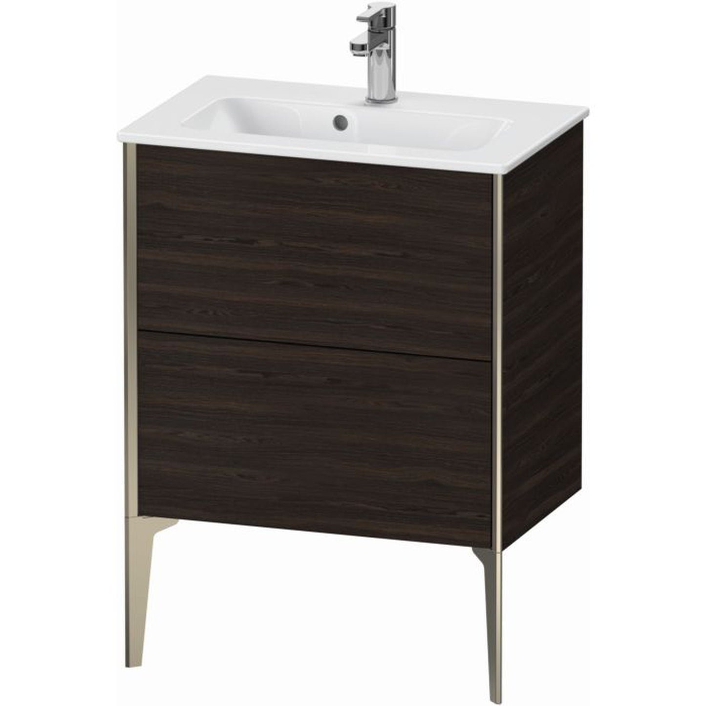 Duravit Xviu 24" x 23" x 15" Two Drawer Floorstanding Vanity Unit, Brushed Walnut Real Wood Veneer (XV44880B169)