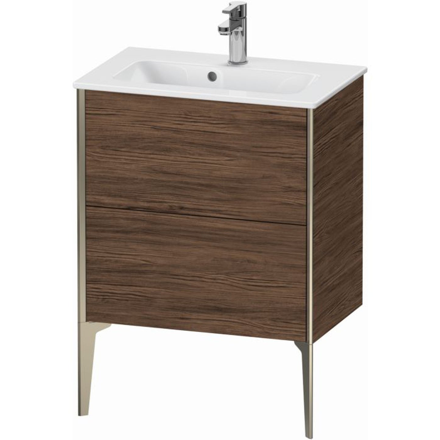 Duravit Xviu 24" x 23" x 15" Two Drawer Floorstanding Vanity Unit, Walnut Dark (XV44880B121)