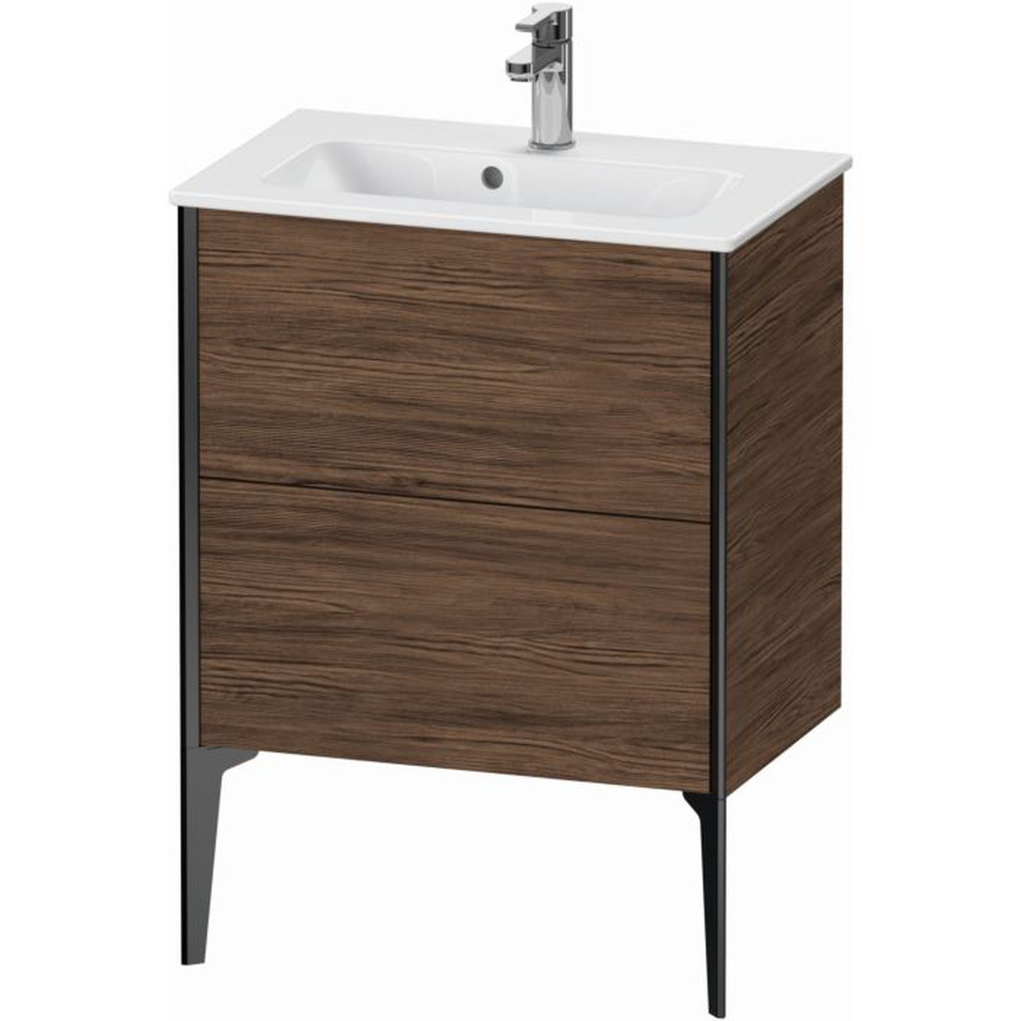 Duravit Xviu 24" x 23" x 15" Two Drawer Floorstanding Vanity Unit, Walnut Dark (XV44880B221)
