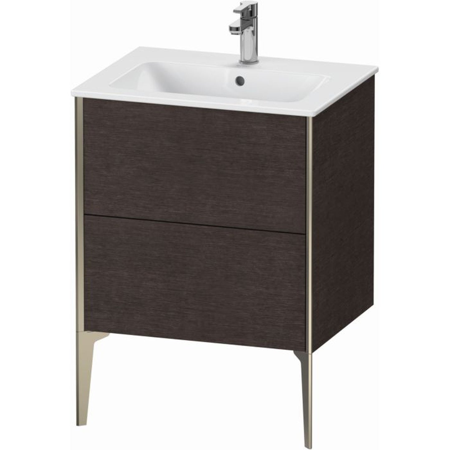 Duravit Xviu 24" x 23" x 19" Two Drawer Floorstanding Vanity Unit, Brushed Dark Oak Real Wood Veneer (XV44810B172)