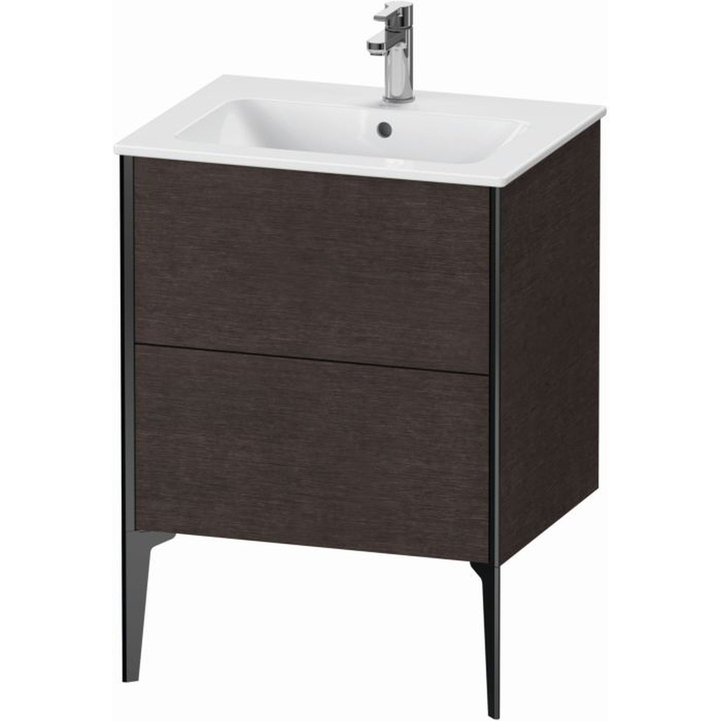 Duravit Xviu 24" x 23" x 19" Two Drawer Floorstanding Vanity Unit, Brushed Dark Oak Real Wood Veneer (XV44810B272)