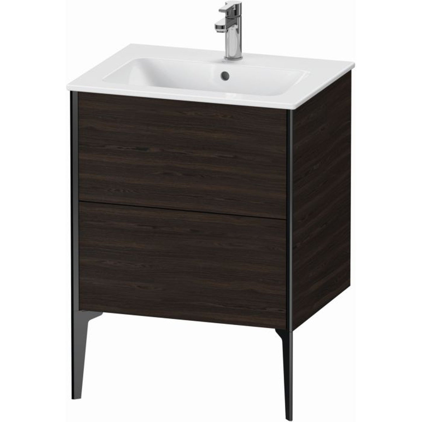 Duravit Xviu 24" x 23" x 19" Two Drawer Floorstanding Vanity Unit, Brushed Walnut Real Wood Veneer (XV44810B269)
