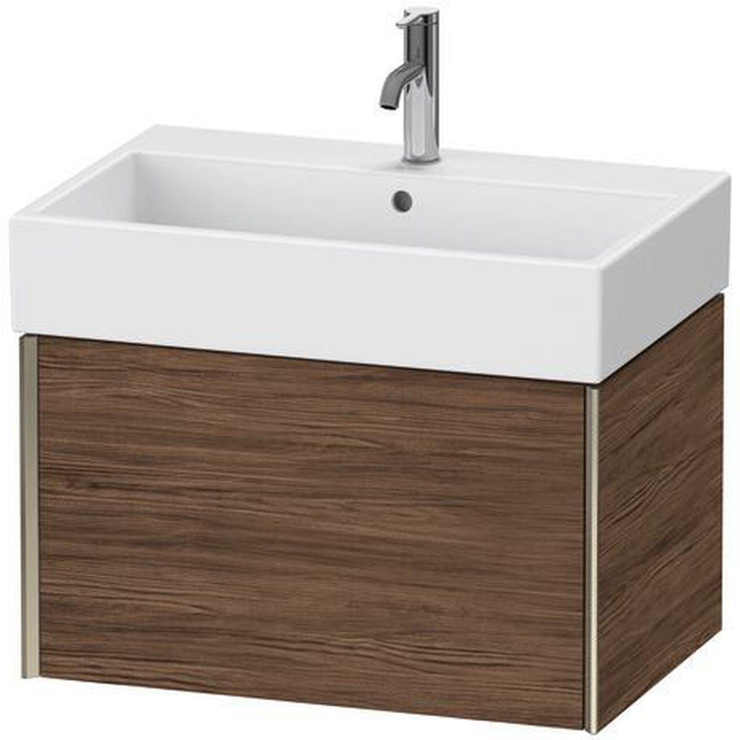Duravit Xviu 27" x 16" x 18" One Drawer Wall-Mount Vanity Unit, Walnut Dark (XV42350B121)