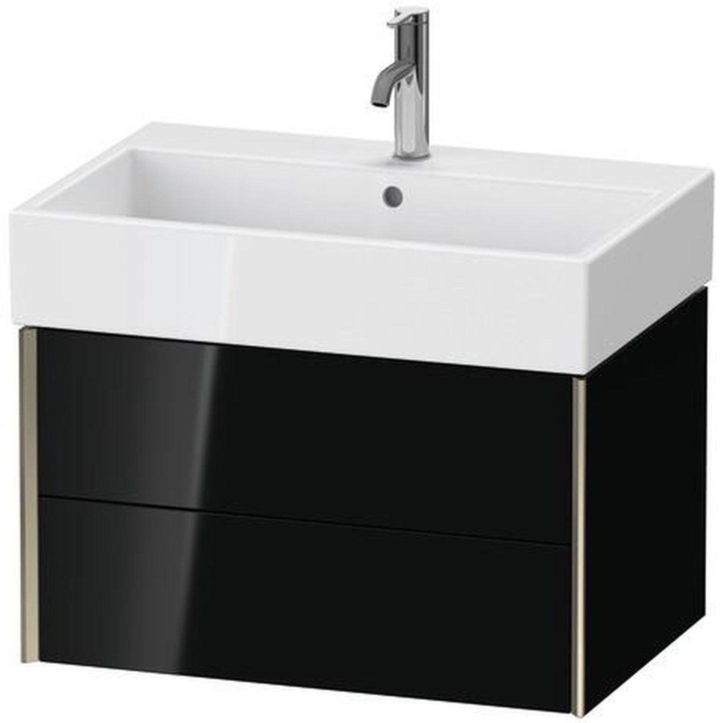 Duravit Xviu 27" x 16" x 18" Two Drawer Wall-Mount Vanity Unit, Black High Gloss Lacquer (XV43350B140)