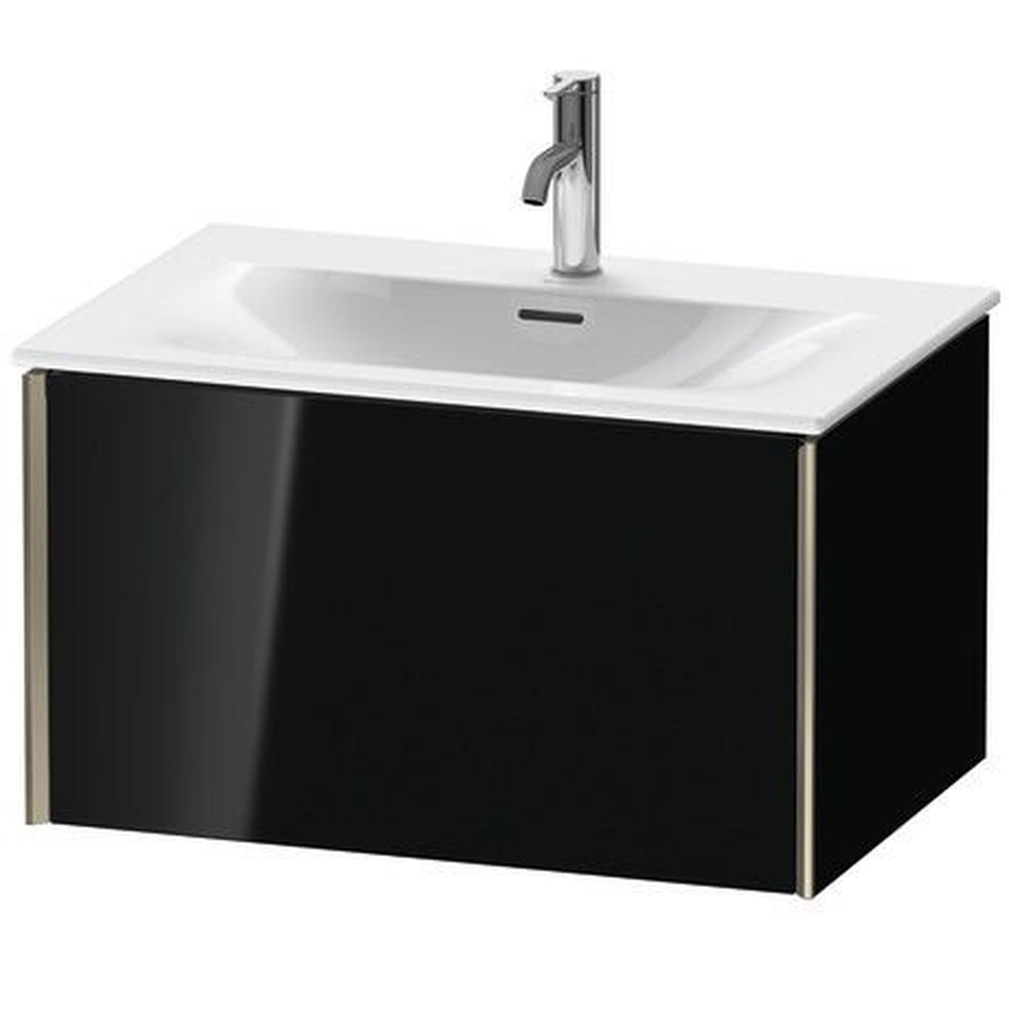 Duravit Xviu 28" x 16" x 19" One Drawer Wall-Mount Vanity Unit, Black High Gloss Lacquer (XV40330B140)