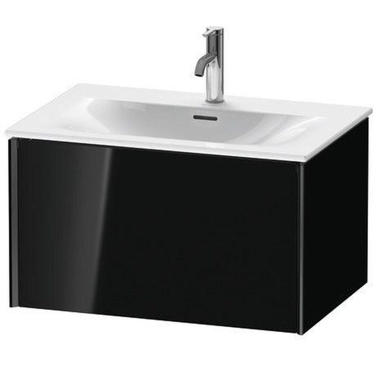 Duravit Xviu 28" x 16" x 19" One Drawer Wall-Mount Vanity Unit, Black High Gloss Lacquer (XV40330B240)