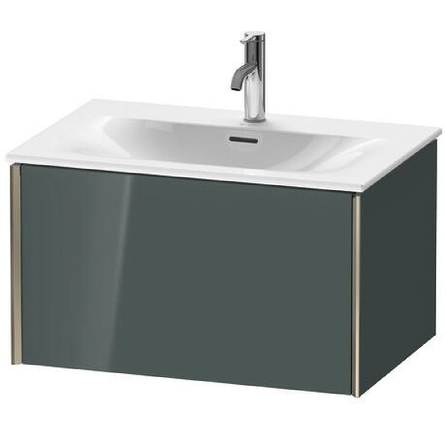Duravit Xviu 28" x 16" x 19" One Drawer Wall-Mount Vanity Unit, Dolomiti Grey High Gloss Lacquer (XV40330B138)