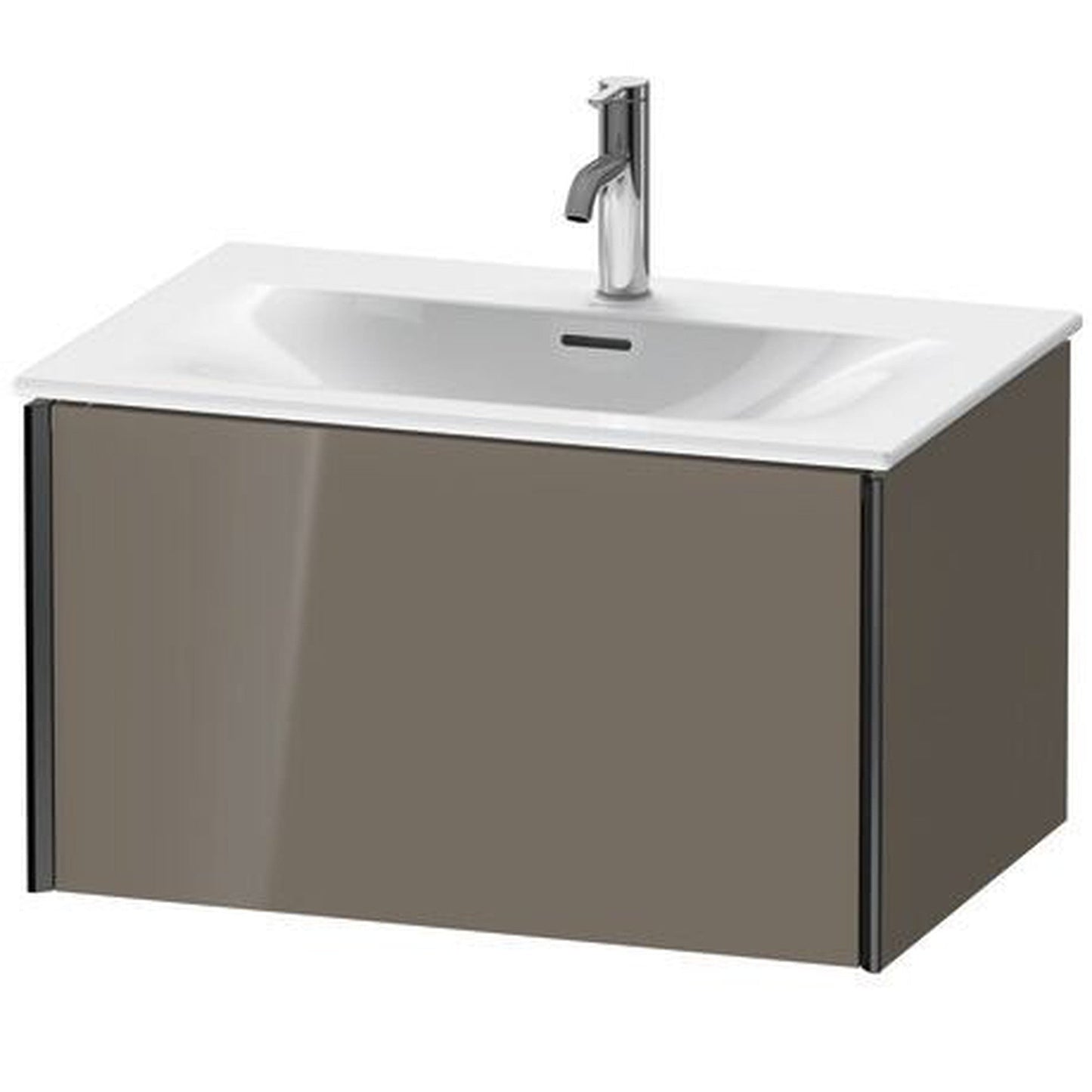 Duravit Xviu 28" x 16" x 19" One Drawer Wall-Mount Vanity Unit, Flannel Grey High Gloss Lacquer (XV40330B289)