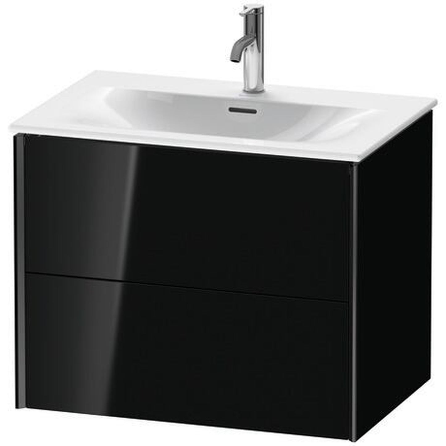 Duravit Xviu 28" x 22" x 19" Two Drawer Wall-Mount Vanity Unit, Black High Gloss Lacquer (XV41330B240)