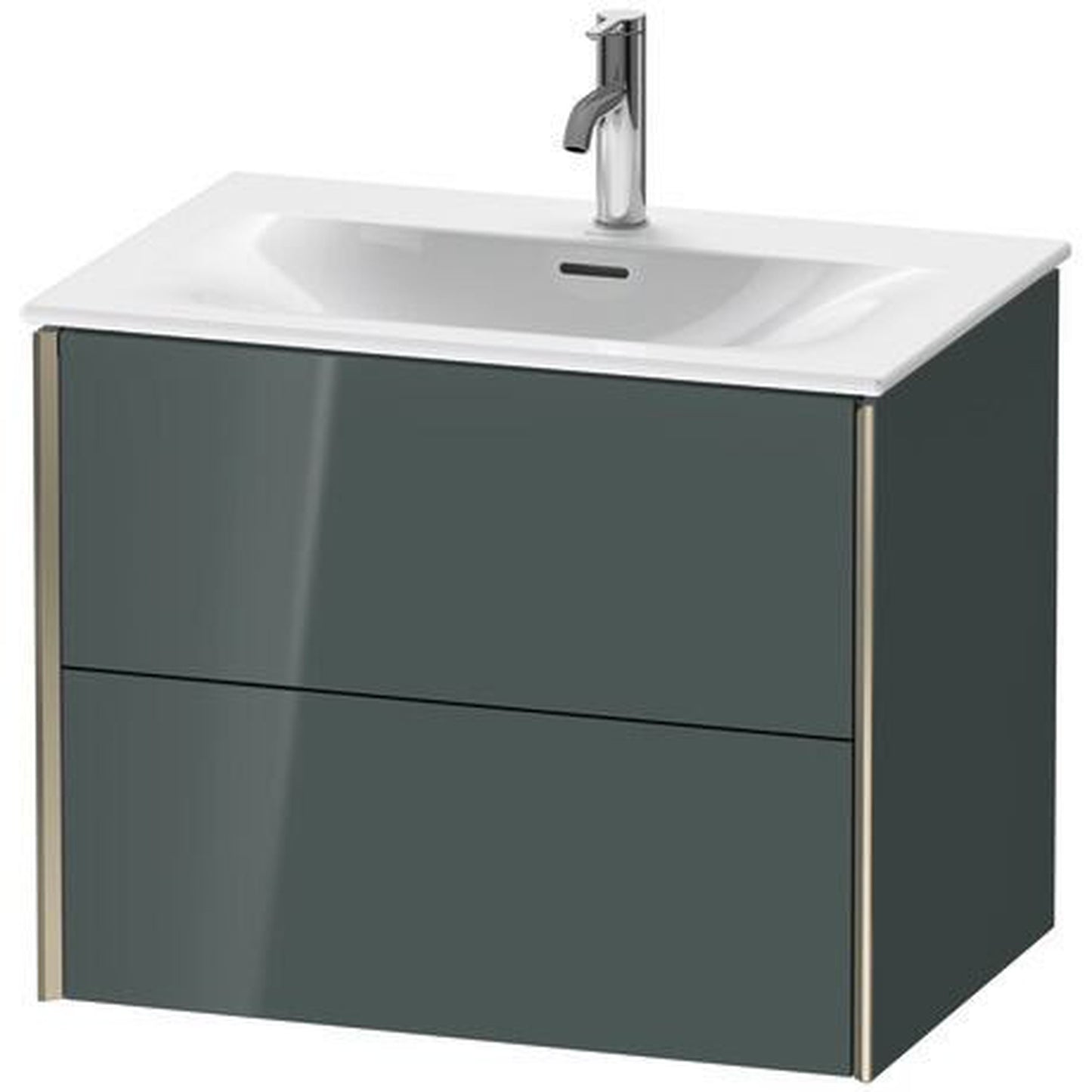 Duravit Xviu 28" x 22" x 19" Two Drawer Wall-Mount Vanity Unit, Dolomiti Grey High Gloss Lacquer (XV41330B138)