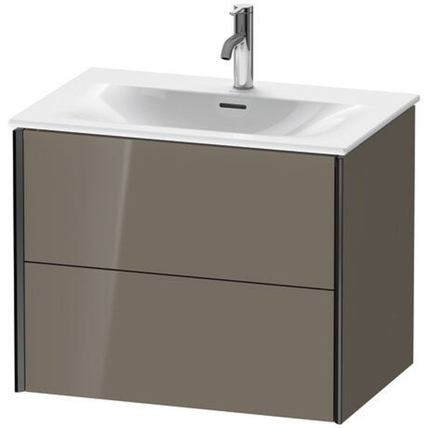 Duravit Xviu 28" x 22" x 19" Two Drawer Wall-Mount Vanity Unit, Flannel Grey High Gloss Lacquer (XV41330B289)