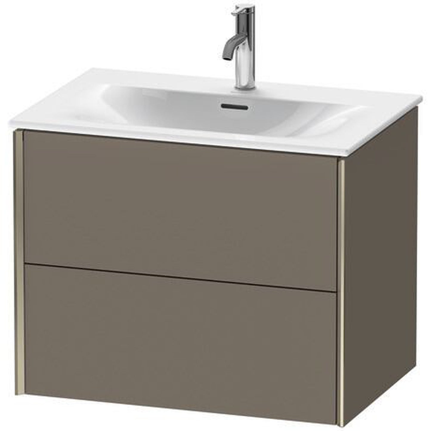 Duravit Xviu 28" x 22" x 19" Two Drawer Wall-Mount Vanity Unit, Flannel Grey Satin Matt Lacquer (XV41330B190)
