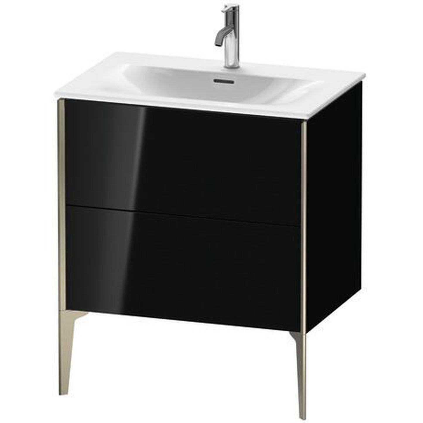 Duravit Xviu 28" x 23" x 19" One Drawer Floorstanding Vanity Unit, Black High Gloss Lacquer (XV43010B140)