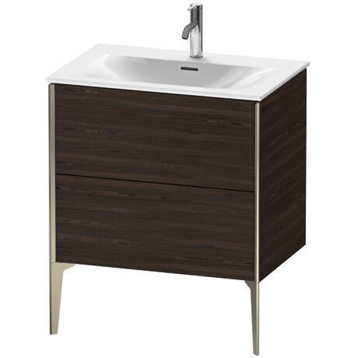Duravit Xviu 28" x 23" x 19" One Drawer Floorstanding Vanity Unit, Brushed Walnut Real Wood Veneer (XV43010B169)