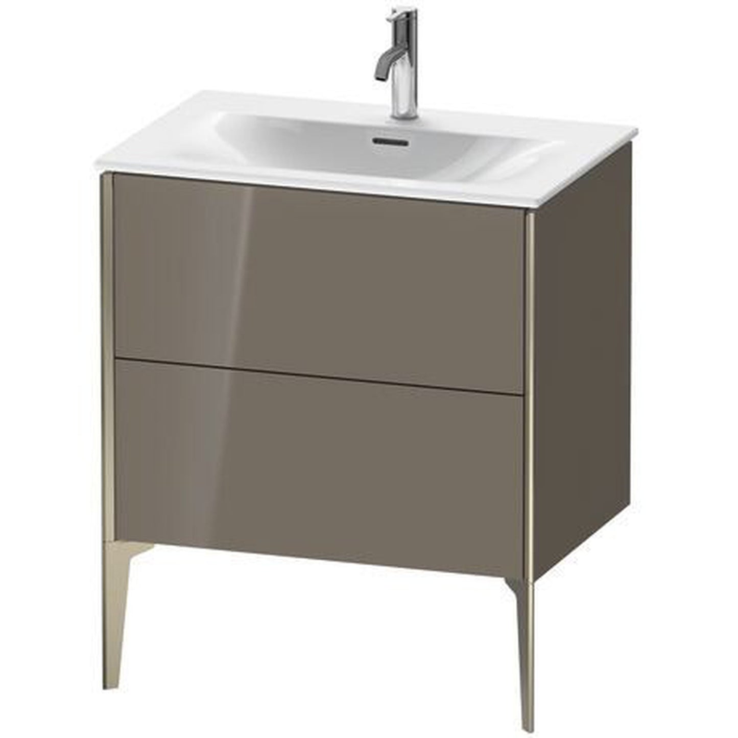 Duravit Xviu 28" x 23" x 19" One Drawer Floorstanding Vanity Unit, Flannel Grey High Gloss Lacquer (XV43010B189)