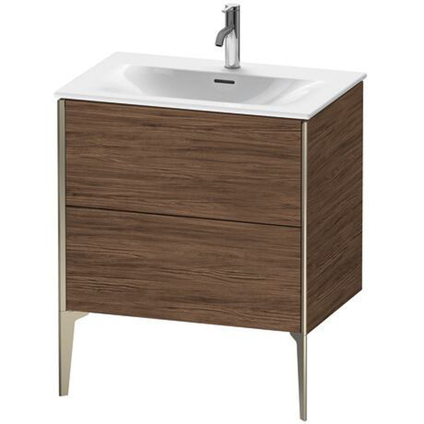 Duravit Xviu 28" x 23" x 19" One Drawer Floorstanding Vanity Unit, Walnut Dark (XV43010B121)