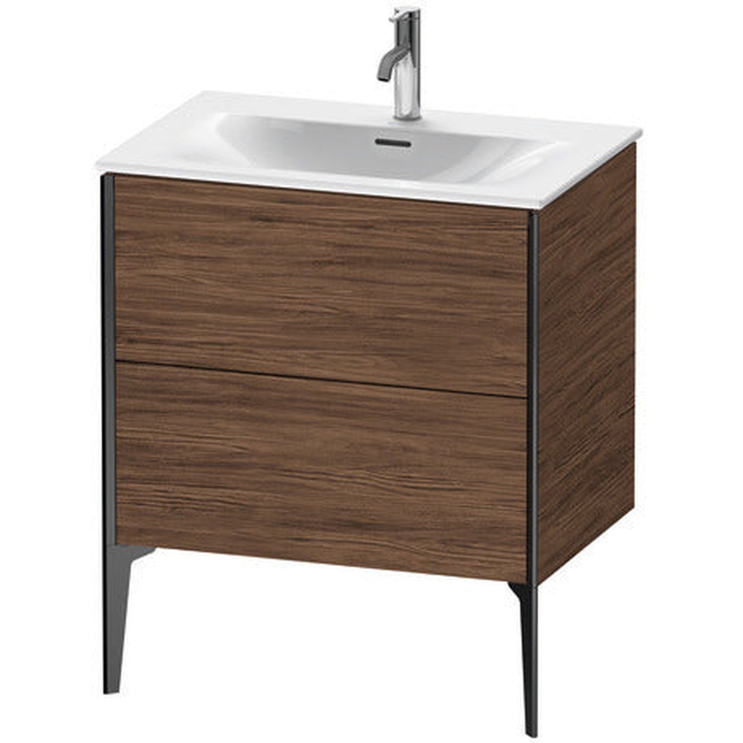 Duravit Xviu 28" x 23" x 19" One Drawer Floorstanding Vanity Unit, Walnut Dark (XV43010B221)