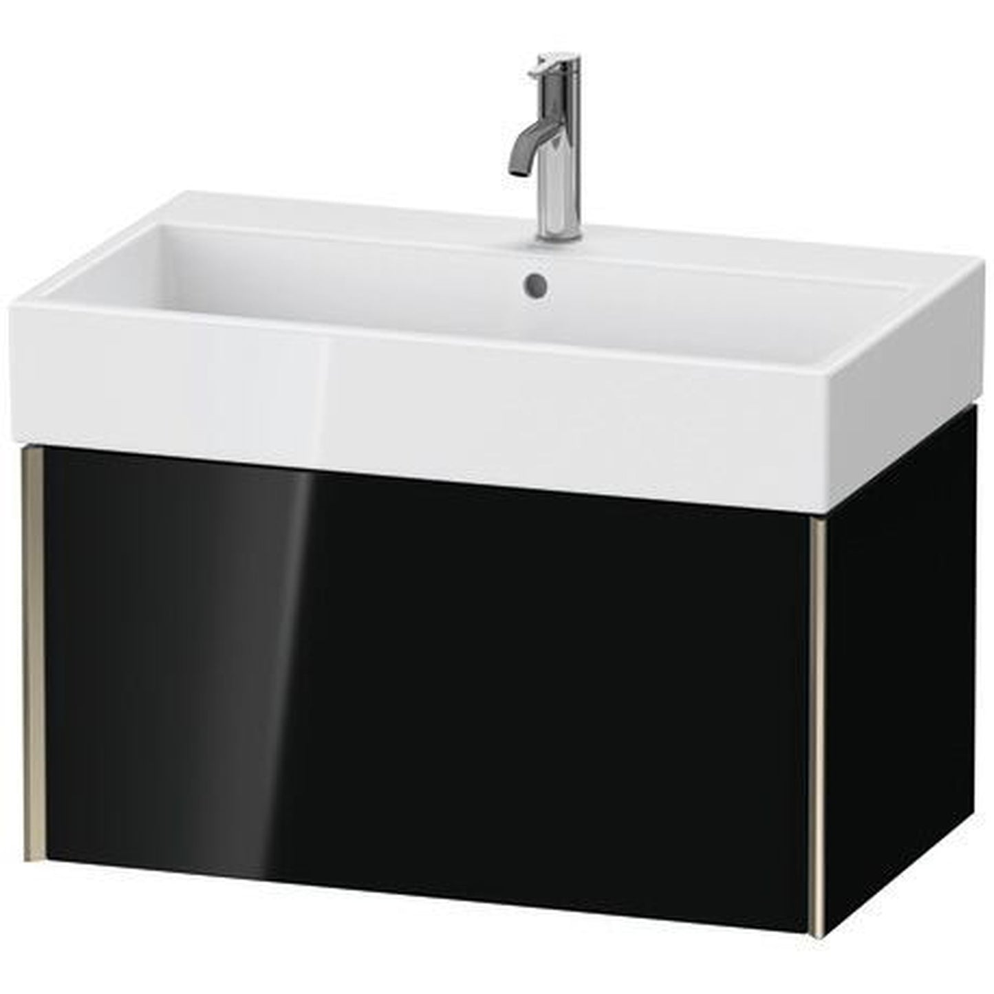 Duravit Xviu 31" x 16" x 18" One Drawer Wall-Mount Vanity Unit, Black High Gloss Lacquer (XV42360B140)