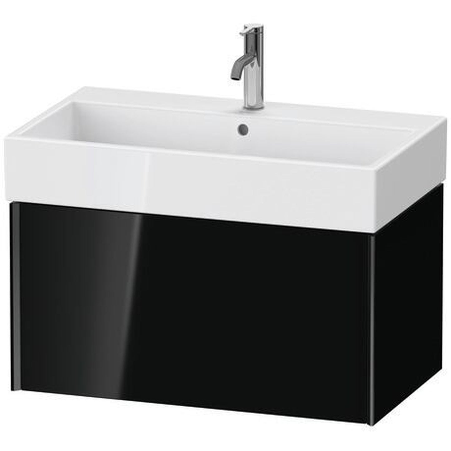 Duravit Xviu 31" x 16" x 18" One Drawer Wall-Mount Vanity Unit, Black High Gloss Lacquer (XV42360B240)