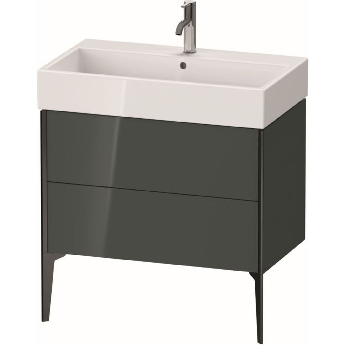 Duravit Xviu 31" x 19" x 18" Two Drawer Floorstanding Vanity Unit, Dolomiti Grey High Gloss Lacquer (XV45360B238)