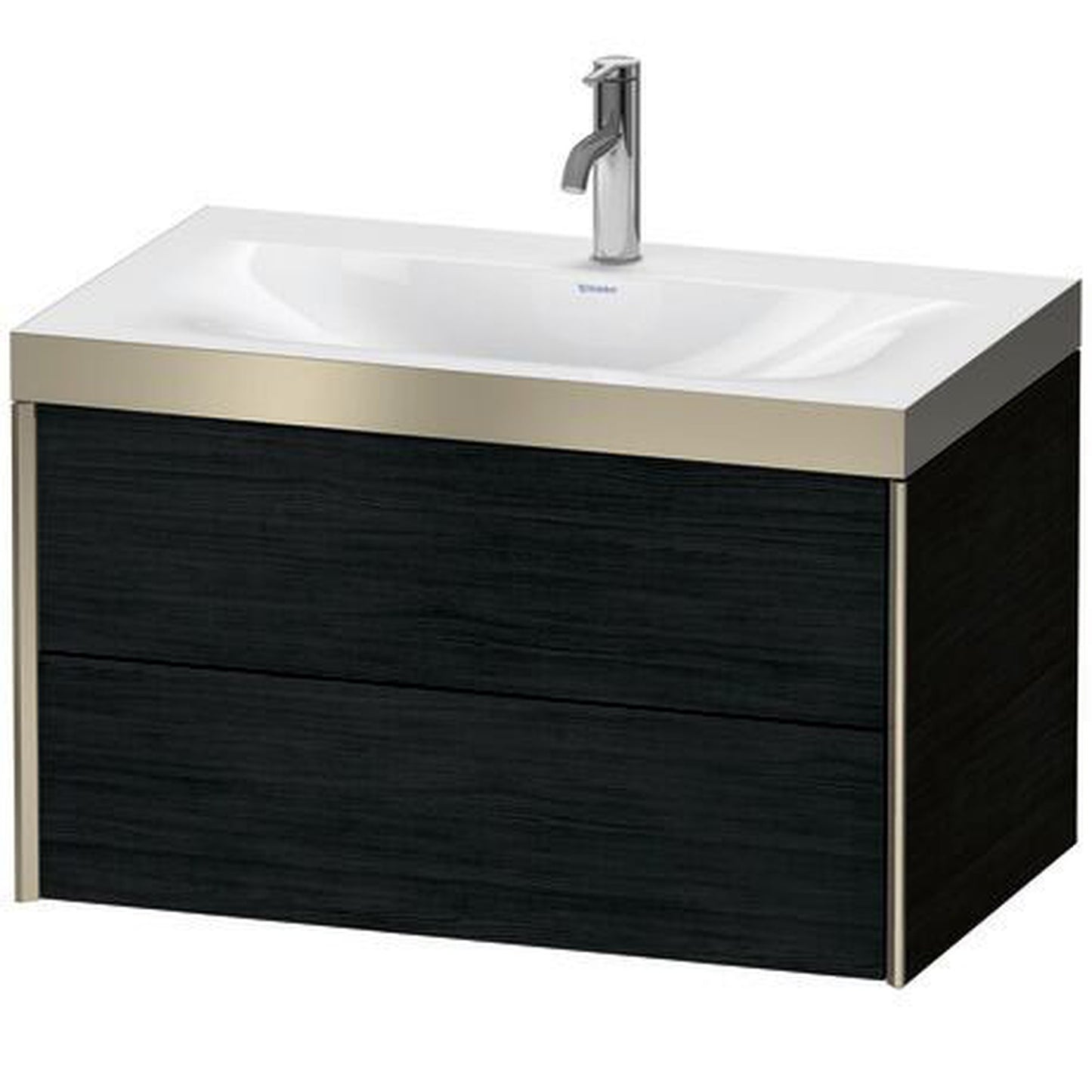 Duravit Xviu 31" x 20" x 19" Two Drawer C-Bonded Wall-Mount Vanity Kit With One Tap Hole, Oak Black (XV4615OB116P)