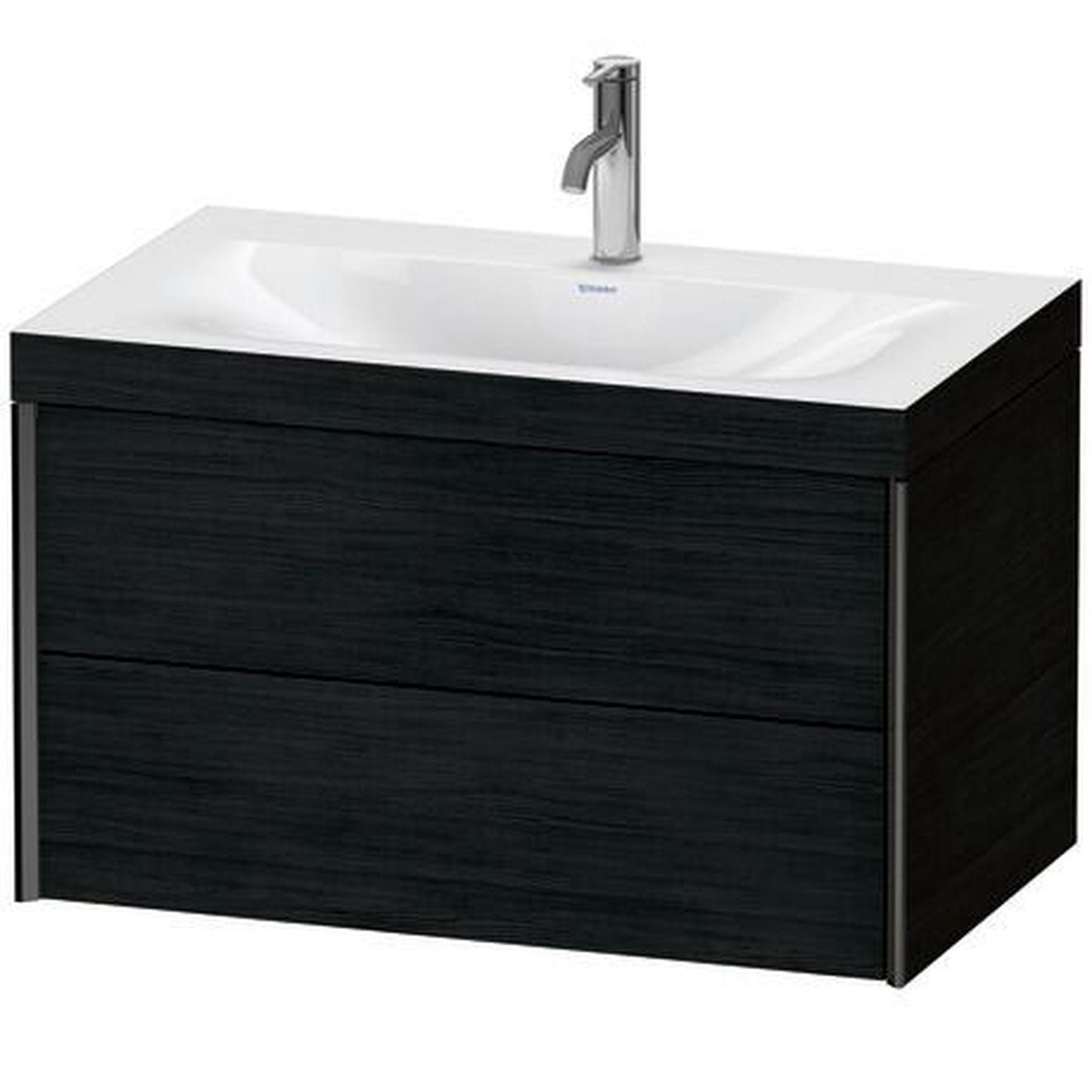Duravit Xviu 31" x 20" x 19" Two Drawer C-Bonded Wall-Mount Vanity Kit With One Tap Hole, Oak Black (XV4615OB216C)