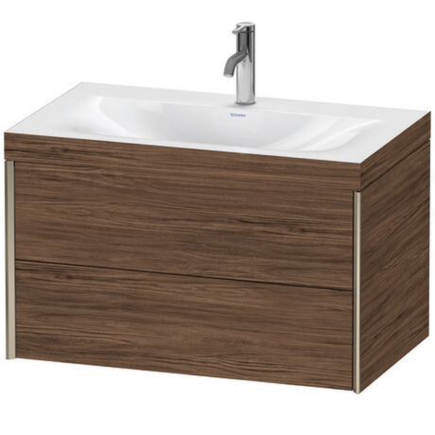 Duravit Xviu 31" x 20" x 19" Two Drawer C-Bonded Wall-Mount Vanity Kit With One Tap Hole, Walnut Dark (XV4615OB121C)