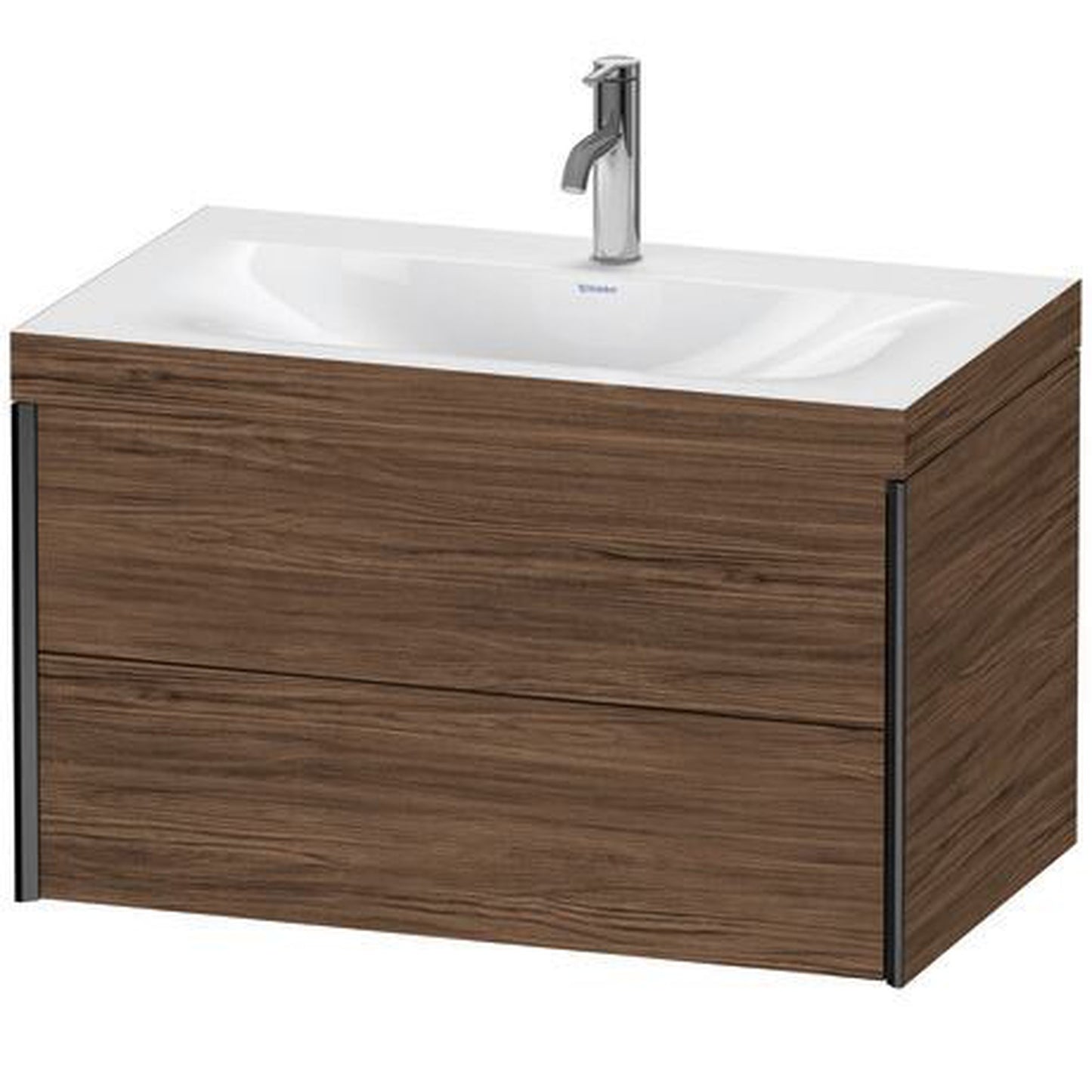 Duravit Xviu 31" x 20" x 19" Two Drawer C-Bonded Wall-Mount Vanity Kit With One Tap Hole, Walnut Dark (XV4615OB221C)