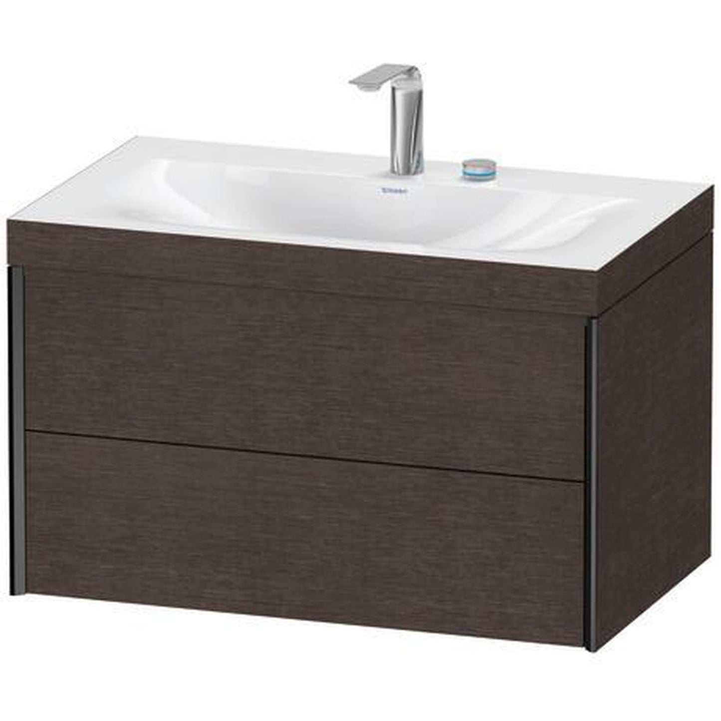 Duravit Xviu 31" x 20" x 19" Two Drawer C-Bonded Wall-Mount Vanity Kit With Two Tap Holes, Dark Brushed Oak (XV4615EB272C)