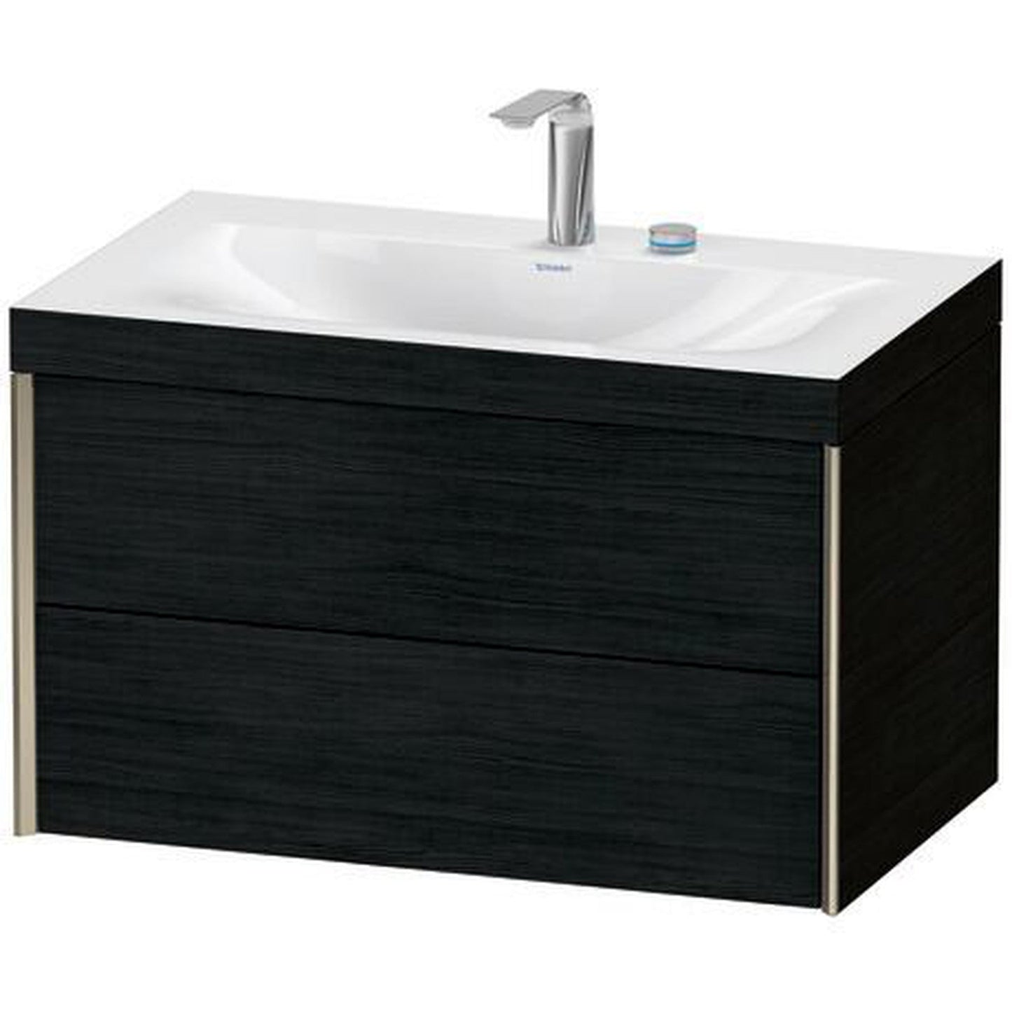 Duravit Xviu 31" x 20" x 19" Two Drawer C-Bonded Wall-Mount Vanity Kit With Two Tap Holes, Oak Black (XV4615EB116C)