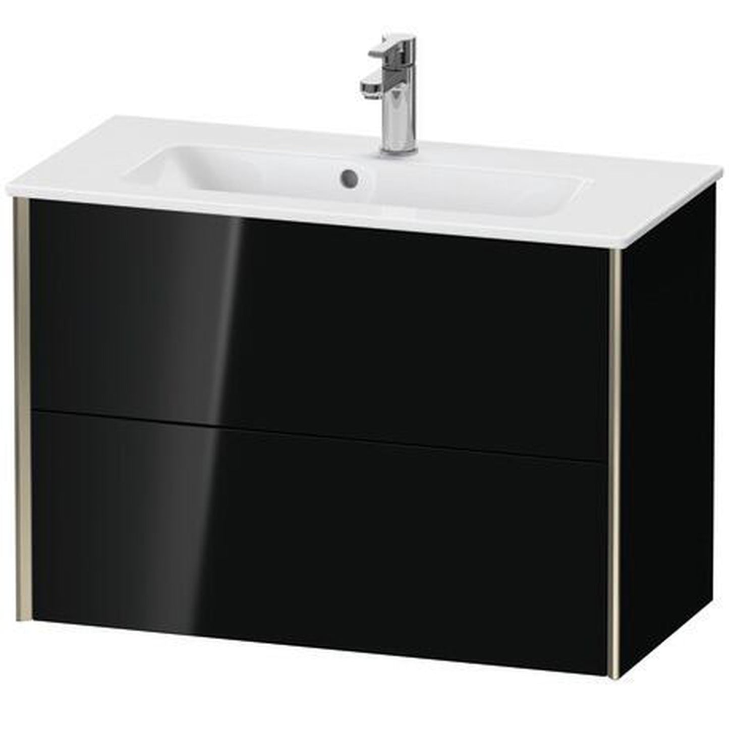 Duravit Xviu 32" x 22" x 15" Two Drawer Wall-Mount Vanity Unit, Black High Gloss Lacquer (XV41790B140)