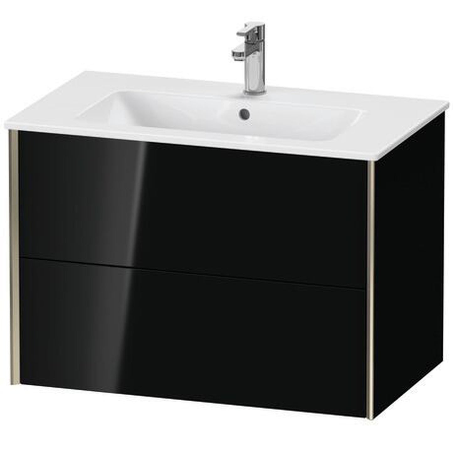 Duravit Xviu 32" x 22" x 19" Two Drawer Wall-Mount Vanity Unit, Black High Gloss Lacquer (XV41260B140)