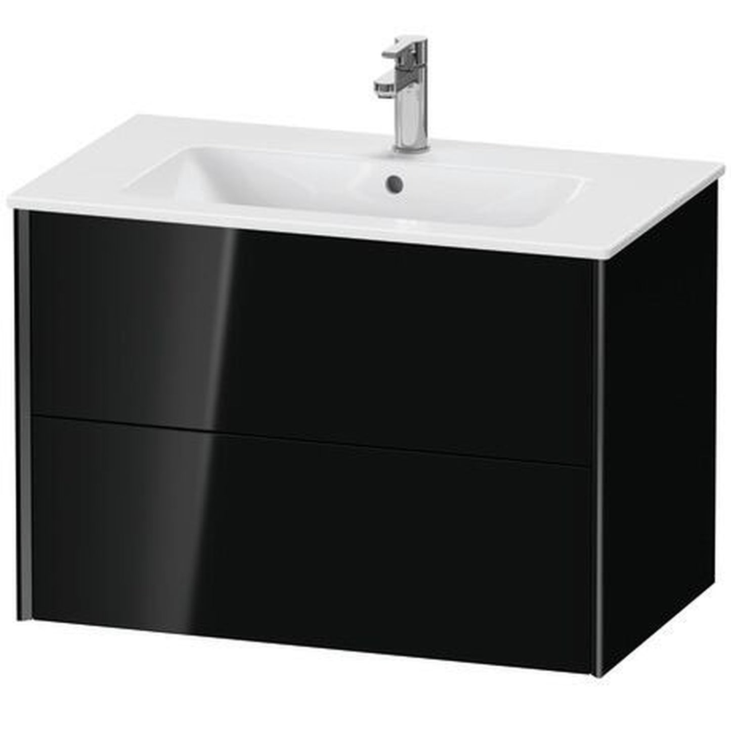 Duravit Xviu 32" x 22" x 19" Two Drawer Wall-Mount Vanity Unit, Black High Gloss Lacquer (XV41260B240)