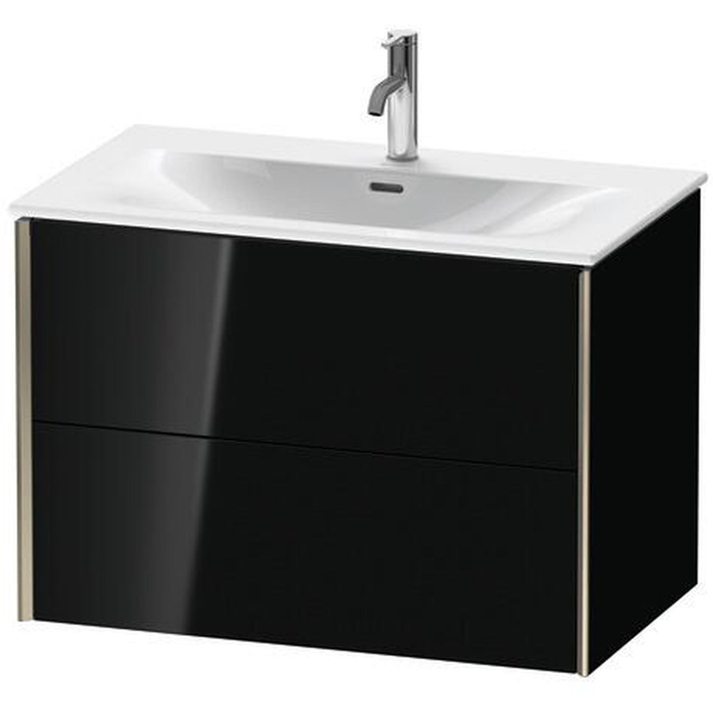 Duravit Xviu 32" x 22" x 19" Two Drawer Wall-Mount Vanity Unit, Black High Gloss Lacquer (XV41340B140)