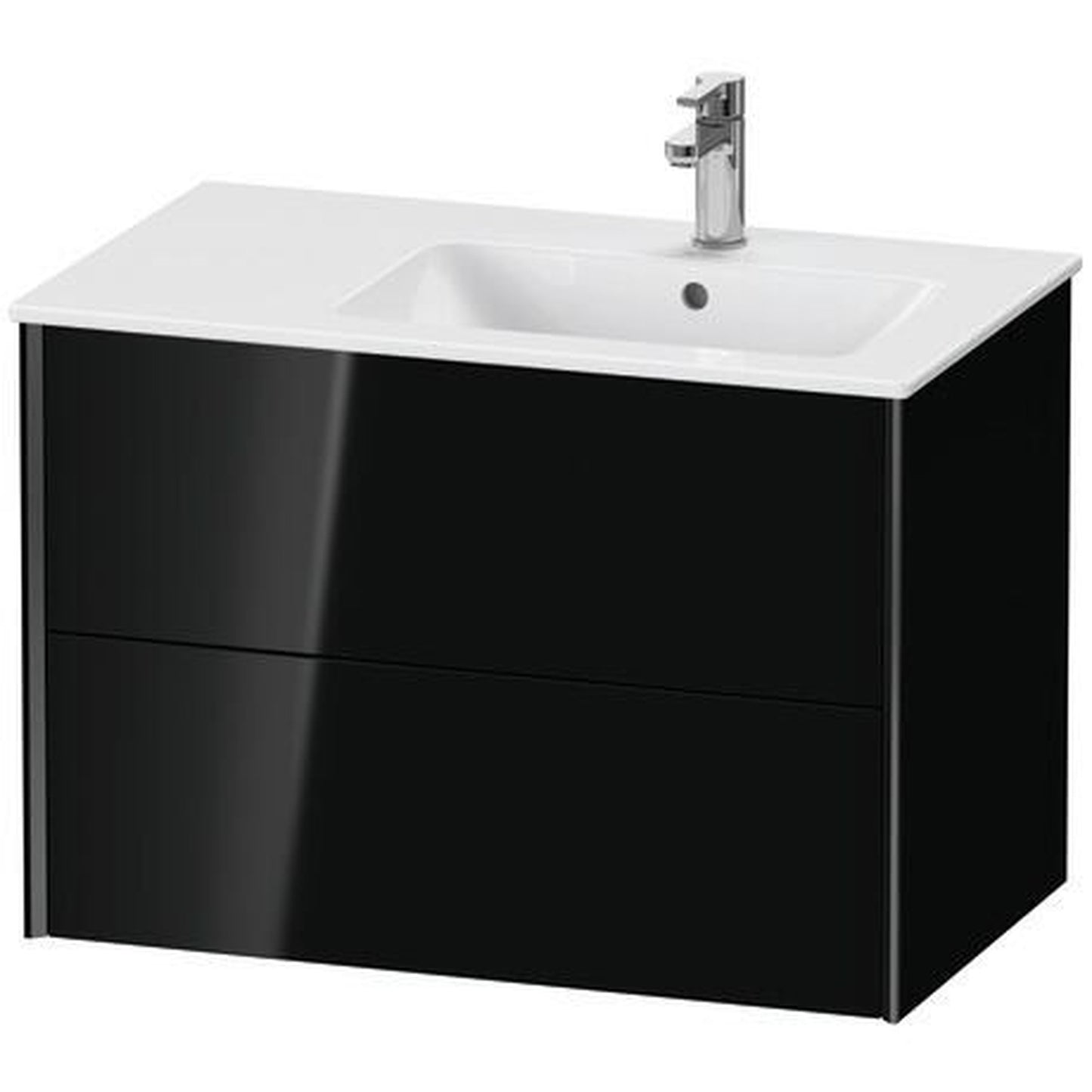 Duravit Xviu 32" x 22" x 19" Two Drawer Wall-Mount Vanity Unit, Black High Gloss Lacquer (XV41590B240)