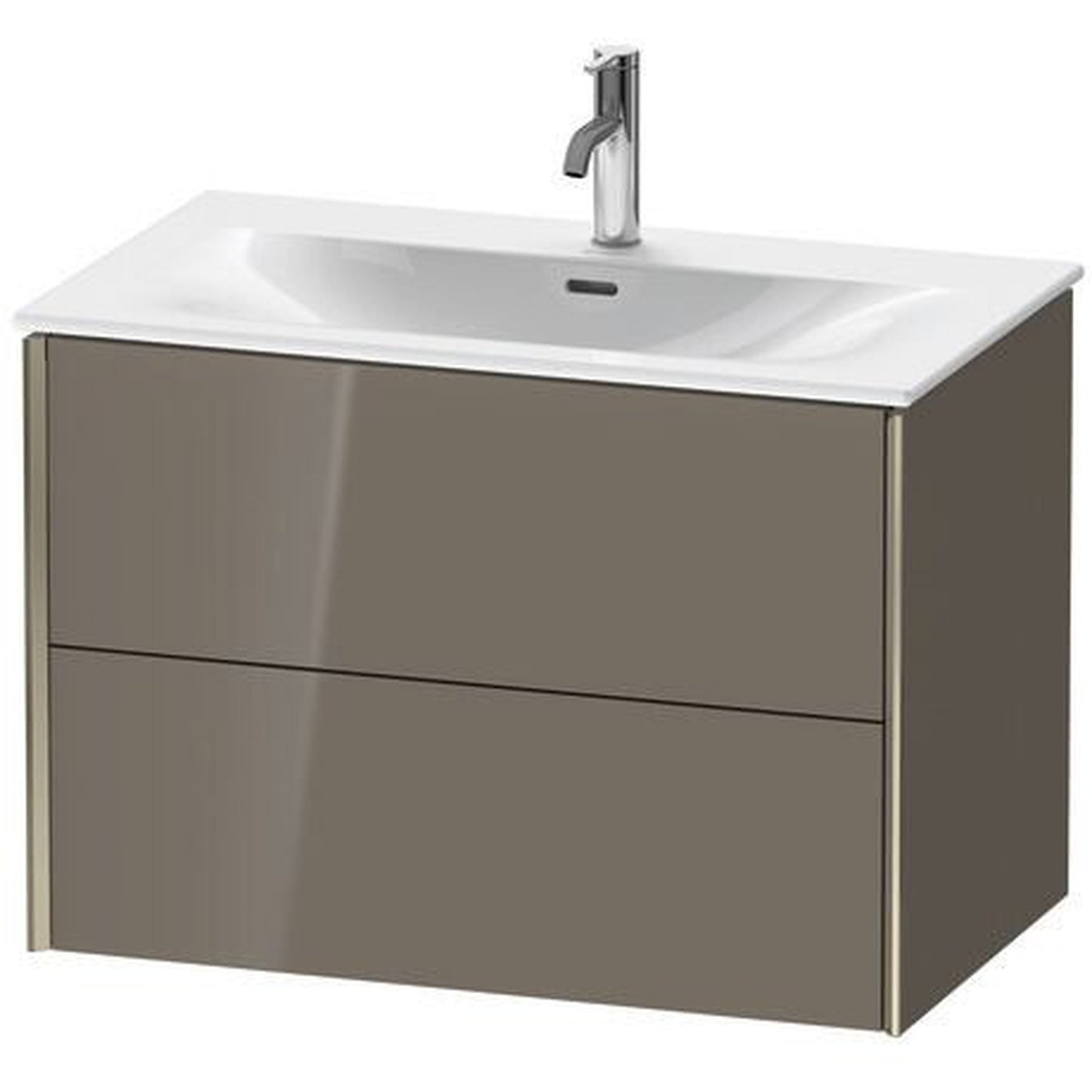 Duravit Xviu 32" x 22" x 19" Two Drawer Wall-Mount Vanity Unit, Flannel Grey High Gloss Lacquer (XV41340B189)