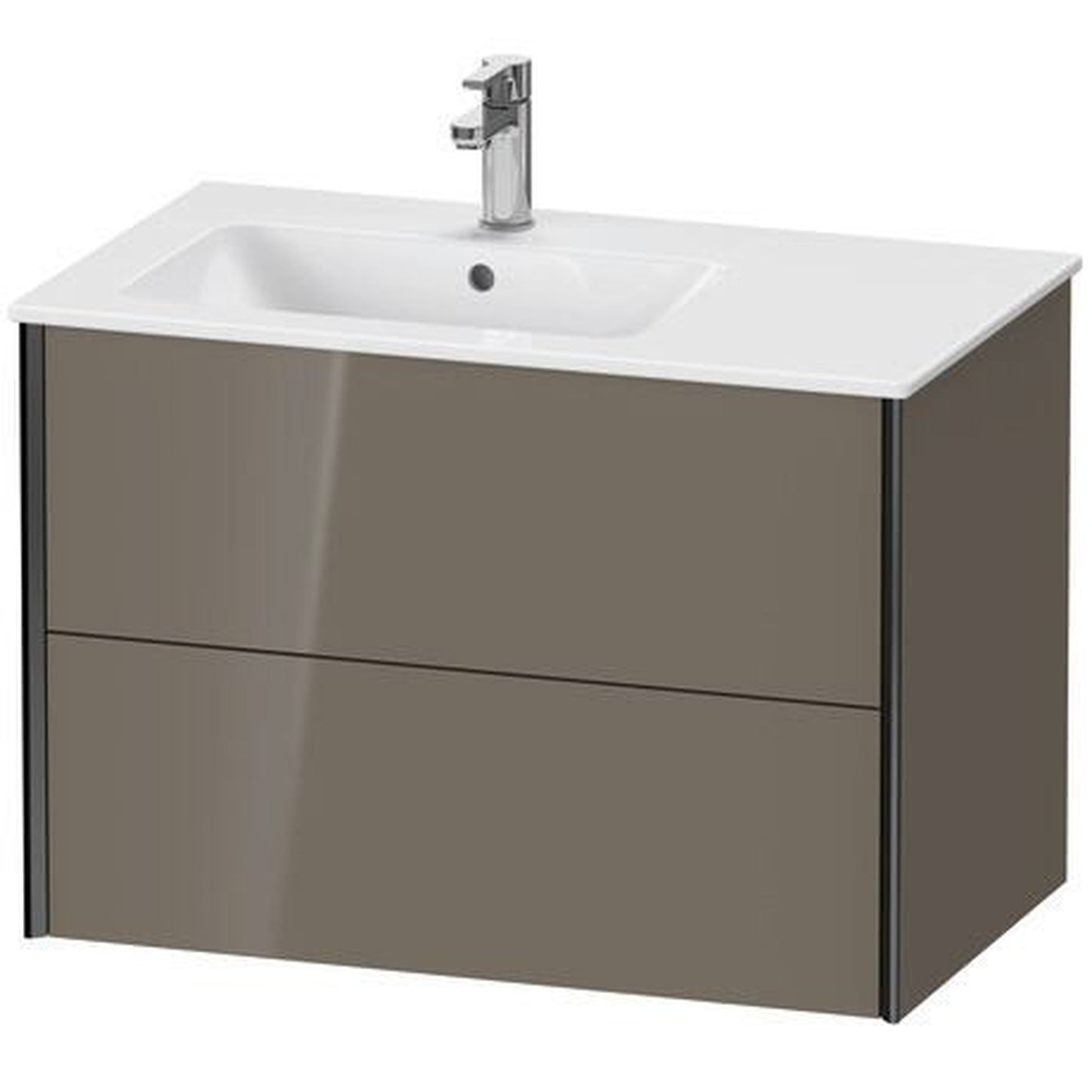 Duravit Xviu 32" x 22" x 19" Two Drawer Wall-Mount Vanity Unit, Flannel Grey High Gloss Lacquer (XV41580B289)