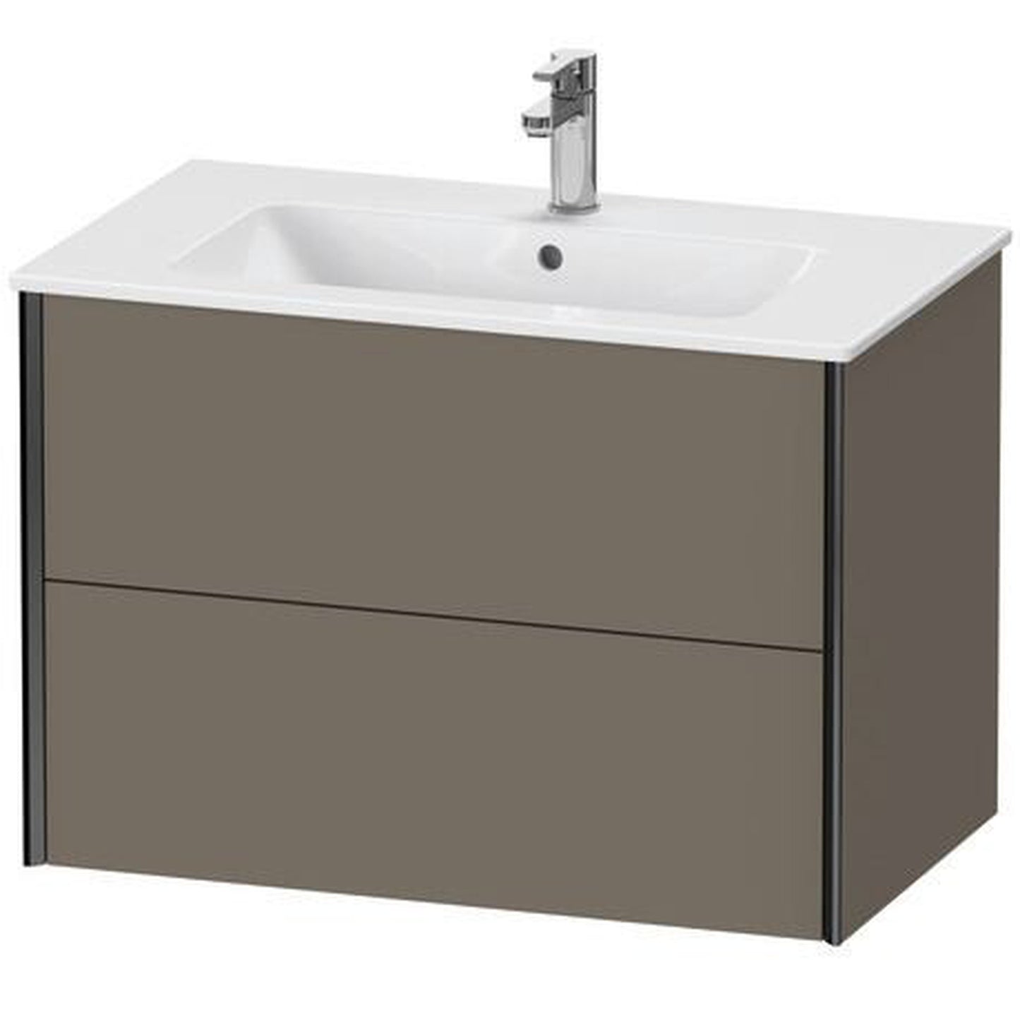 Duravit Xviu 32" x 22" x 19" Two Drawer Wall-Mount Vanity Unit, Flannel Grey Satin Matt Lacquer (XV41260B290)