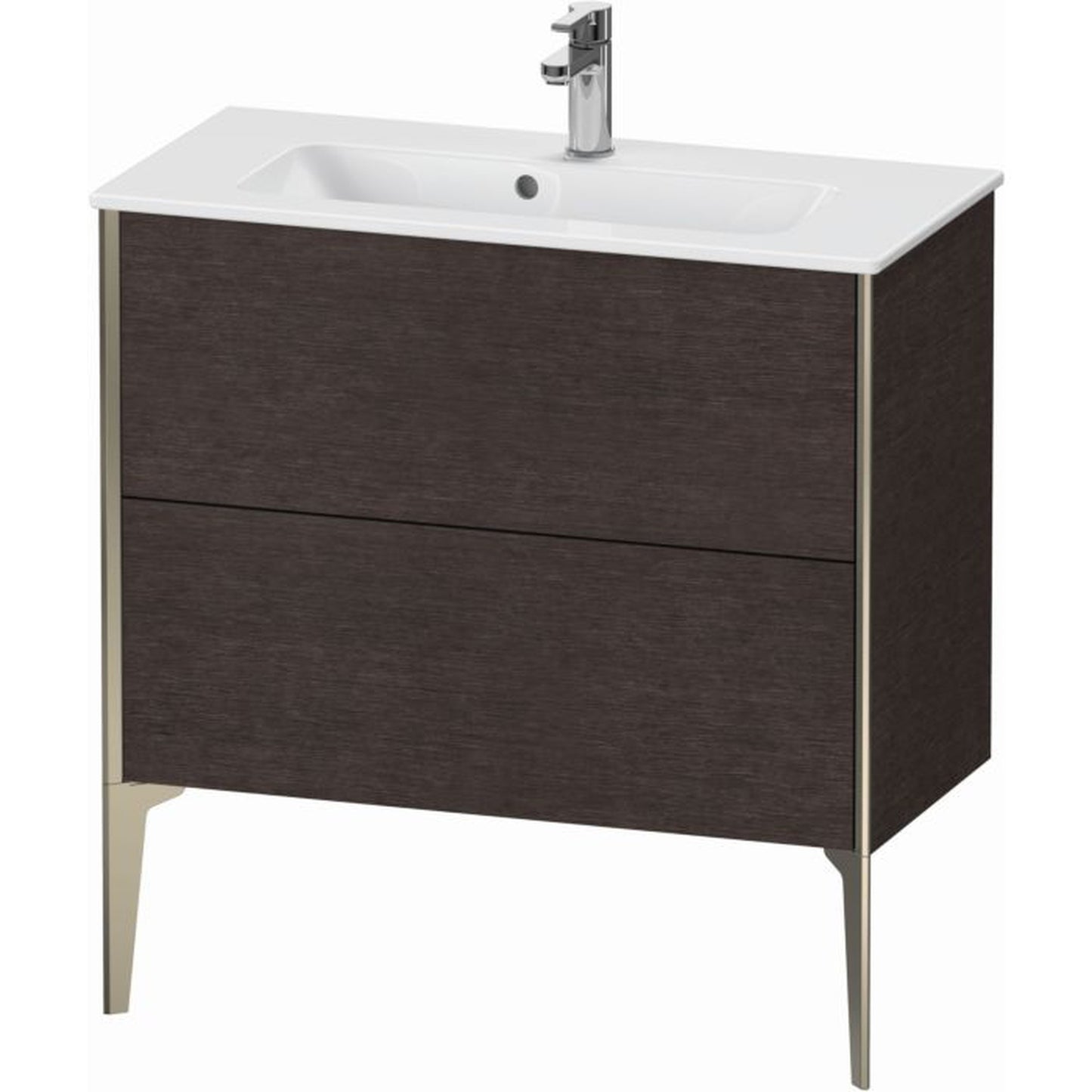 Duravit Xviu 32" x 23" x 15" Two Drawer Floorstanding Vanity Unit, Brushed Dark Oak Real Wood Veneer (XV44890B172)