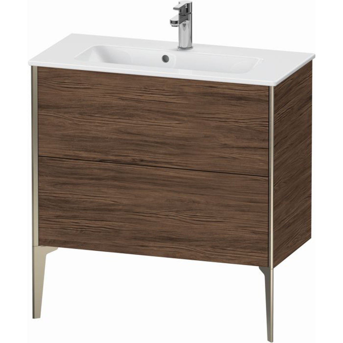 Duravit Xviu 32" x 23" x 15" Two Drawer Floorstanding Vanity Unit, Walnut Dark (XV44890B121)
